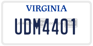 UDM4401  license plate in VA