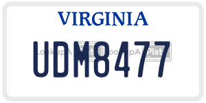 UDM8477  license plate in VA