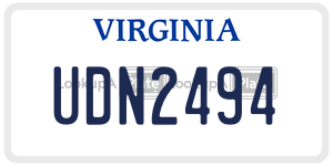 UDN2494  license plate in VA