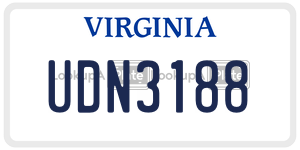 UDN3188 license plate in Virginia