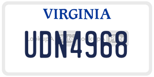 UDN4968 license plate in Virginia