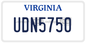 UDN5750  license plate in VA
