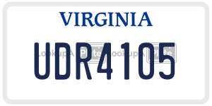 UDR4105  license plate in VA