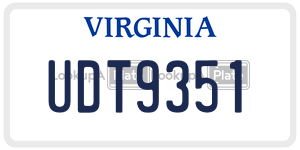 UDT9351  license plate in VA