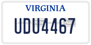 UDU4467  license plate in VA