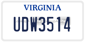 UDW3514  license plate in VA