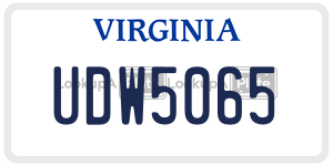 UDW5065  license plate in VA