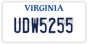 UDW5255  license plate in VA
