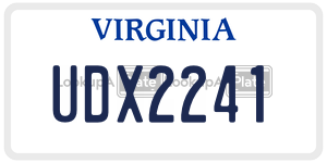 UDX2241  license plate in VA