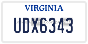 UDX6343  license plate in VA