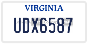 UDX6587  license plate in VA