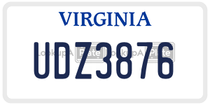 UDZ3876  license plate in VA