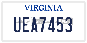 UEA7453  license plate in VA