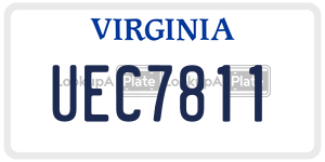 UEC7811  license plate in VA