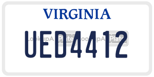 UED4412  license plate in VA