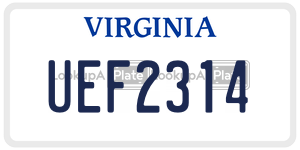 UEF2314  license plate in VA