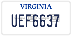 UEF6637  license plate in VA