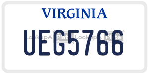 UEG5766  license plate in VA