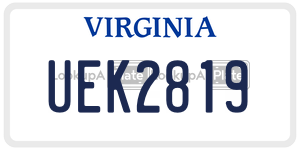 UEK2819  license plate in VA