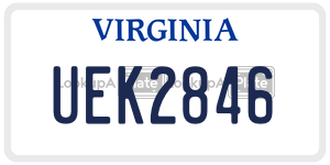 UEK2846 license plate in Virginia