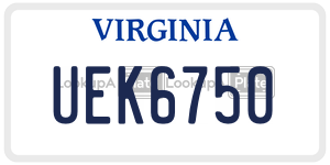 UEK6750  license plate in VA