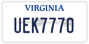 UEK7770  license plate in VA