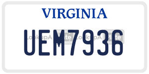 UEM7936  license plate in VA