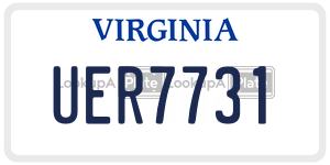 UER7731  license plate in VA