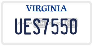 UES7550  license plate in VA