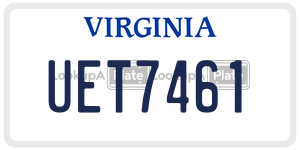 UET7461  license plate in VA