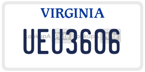 UEU3606 license plate in Virginia