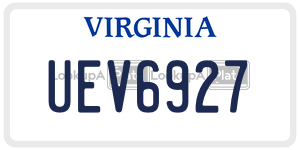 UEV6927  license plate in VA