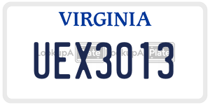 UEX3013  license plate in VA