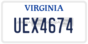 UEX4674  license plate in VA