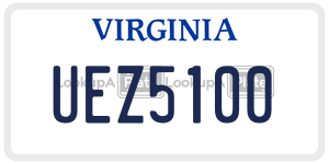 UEZ5100  license plate in VA