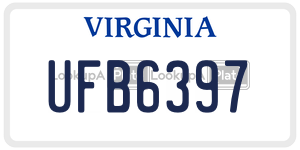 UFB6397  license plate in VA