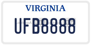 UFB8888  license plate in VA