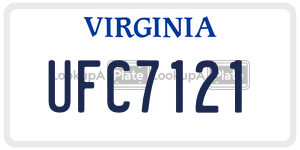 UFC7121  license plate in VA