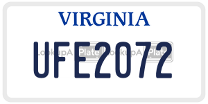 UFE2072  license plate in VA