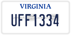 UFF1334  license plate in VA