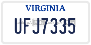UFJ7335  license plate in VA
