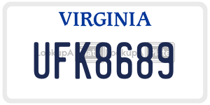 UFK8689 license plate in Virginia