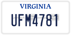 UFM4781  license plate in VA