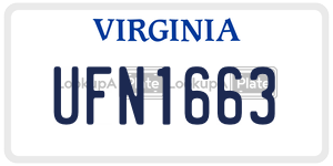 UFN1663  license plate in VA