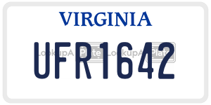 UFR1642 license plate in Virginia