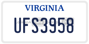 UFS3958 license plate in Virginia