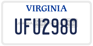 UFU2980  license plate in VA