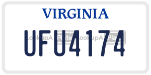 UFU4174  license plate in VA