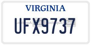 UFX9737  license plate in VA