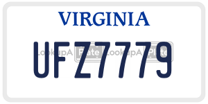 UFZ7779  license plate in VA
